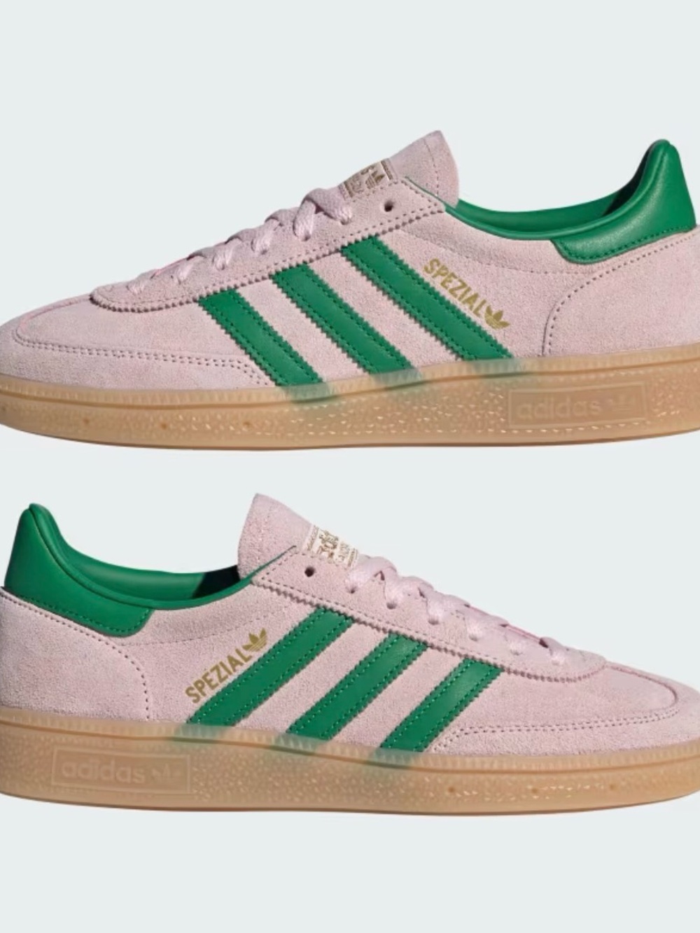 adidas Originals Pink Suede Spezial with Green Stripes and Gum Sole - Picture 8 of 9